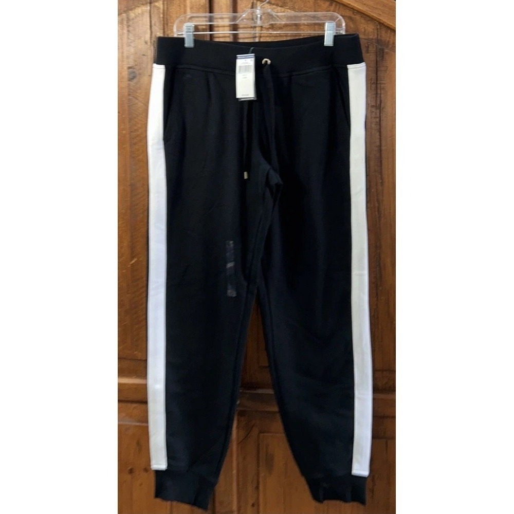 NWT Lauren Ralph Lauren Women's LRL Logo Relaxed Fit Black Joggers Pants L $110